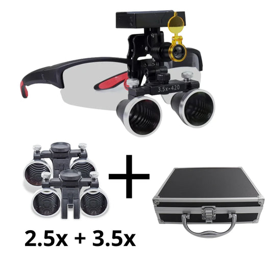 لوب طبي X1 PRO مع طقم عدسات كامل 2.5x + 3.5x لاسلكي وبطارية قابلة لإعادة الشحن + حقيبة حمل